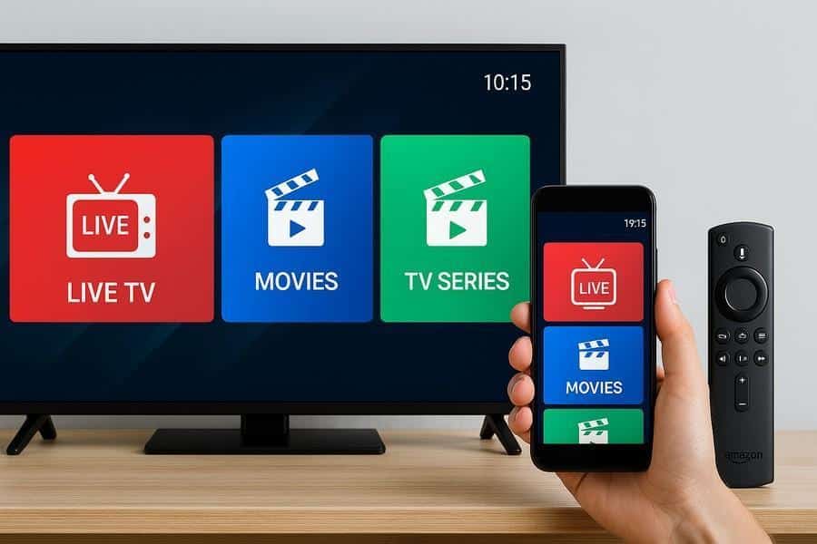 Smart TV with IPTV interface showing live channels